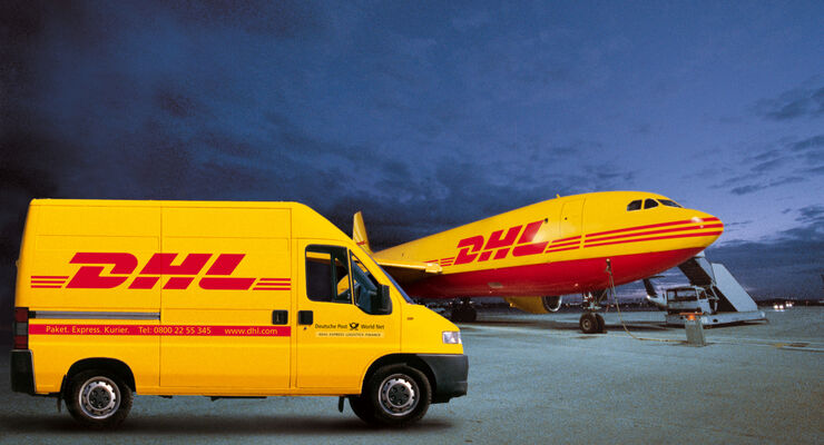 DHL transport aircraft and delivery vehicle
