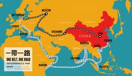 One belt one road. New Chinese trade silk road. map infographics