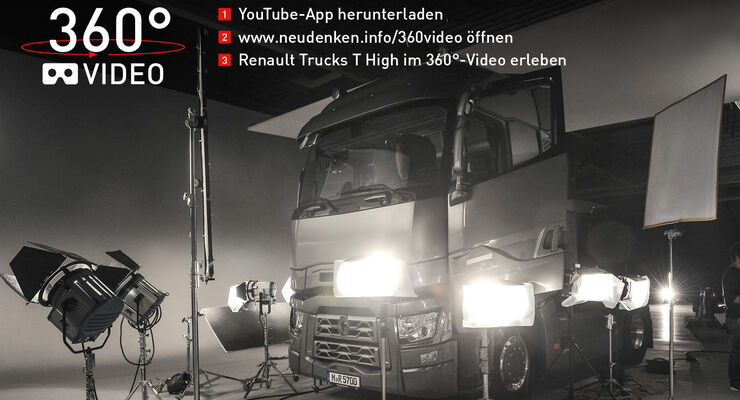 Steigen Sie als virtueller Beifahrer in den Renault Trucks T High ein und erleben Sie ihn hautnah!
