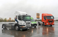 Vergleich LNG- mit CNG-Lkw, Scania, Iveco