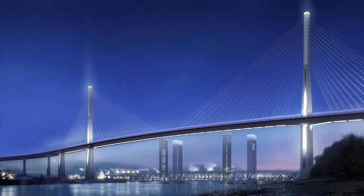 Visualisierung der Süderelbe-Brücke als Teil der geplante A26-Ost.